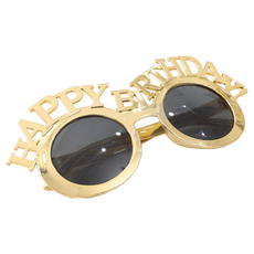 單排生日快樂眼鏡 派對裝飾眼鏡 時尚造型眼鏡, 金色, 1個
