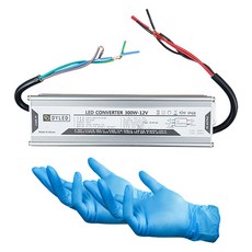 DYLED Dayeong LED 照明設備用 Simple 防水型轉換器 300W 12V + 丁腈手套 2件組, 1套