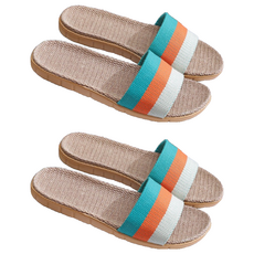 THE ZAKKA 亞麻三色客廳鞋, 三線橙色款, 2組