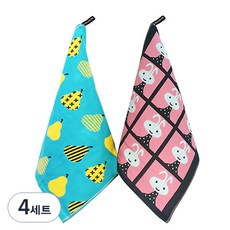 斯堪的納維亞風格純棉插畫純棉抹布2件套, 4組, 010西洋梨，隨機發貨