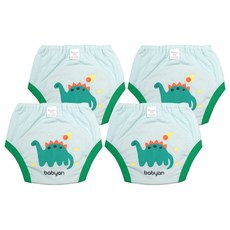 babyan 5層防水幼兒如廁訓練褲 - M-90尺寸 適合13-14公斤, 恐龍 綠色, 4件