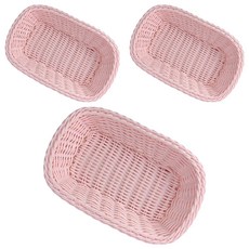 BeurreokMateu 粉彩藤籃方形, 3個, 粉色