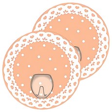 Amonka 3R神奇無痕掛勾 圓單勾, 蕾絲點點-奶油 粉色, 2個