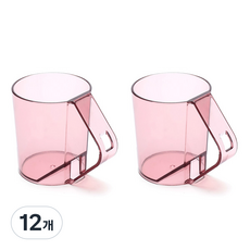 맥라이프 욕실 거꾸로 칫솔 꽂이 양치컵, 핑크, 12개