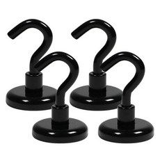 IDOOGEN 車泊露營 超強力釹磁鐵掛鉤型 4入, 黑色