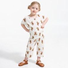 베리메이 아동용 냉감 통기성 와글와글 곰돌이 플리츠 상하복 세트