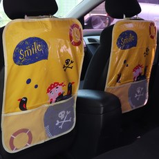 HANEE 汽車椅背收納袋, 微笑款(黃色), 2入