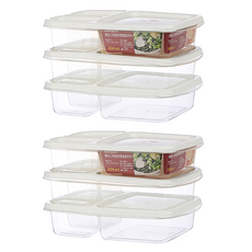 百貨King 青松三格微波便當盒 24 x 16 x 5.2cm 890ml 3個, 2組