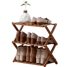 ELELLIVING 可折疊木製鞋櫃 3 層小號, 混合顏色, 1個