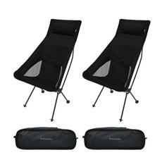 아이두젠 초경량 롱 릴렉스 체어 접이식 캠핑 의자 + 보관가방 세트, 블랙, 2세트