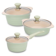 Dream Chef IH爐適用Herb系列陶瓷鍋具3件組, 混色, 單柄鍋 18cm+雙耳 20cm+砂鍋 22cm