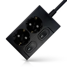 One Stop 省電獨立開關延長線 2孔 16A, 3m, 1個, 全黑