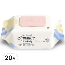 미엘 더 클래식 시그니처 엠보싱 물티슈 캡형, 55g, 100매, 20개