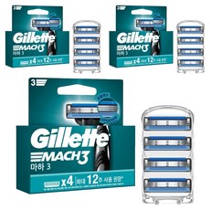 Gillette 吉列 正品 Mach3 刮鬍刀片, 4入, 3個