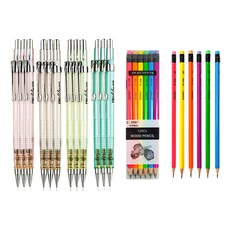 munhwa 質感自動鉛筆 12入+三角橡皮鉛筆 TC-208 B款 12入組, 天空，紫色，黃色，白色（銳利）, 1套