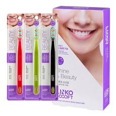 LINKO Shine & Beauty 軟毛牙刷 粉紅色 2入 + 綠色 2入 + 深棕色 2入 套組, 1套