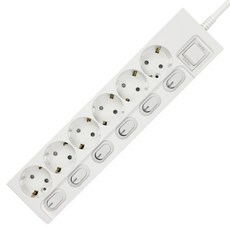 One Stop 獨立開關省電過載保護6孔延長線, 1個, 白色, 1.5m