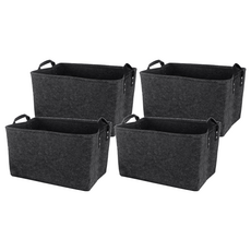 Craftsman In Storage 收納職人 日式簡約質感毛氈收納籃 L 39 x 29 x 25cm 質感黑 4個