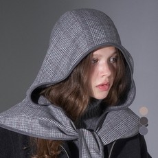 whitesands 女款羊毛格倫格紋連帽披肩 Breda