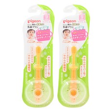 pigeon 貝親 第二階段學習牙刷 9個月以上, 橘色, 2支, 1入