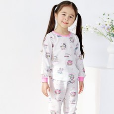 Maykids 女童款可愛動物9分袖緹花家居套裝