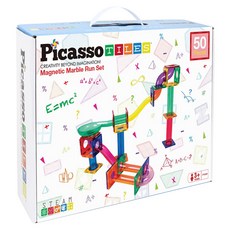 PicassoTILES 畢卡索 磁力片積木 益智球球軌道 50片, 多色 益智球球軌道, 1組