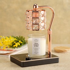 Candle Department Store Lucid 融蠟燈+蠟燭 280g 套組, White Jasmine Mint, 玫瑰金黑色