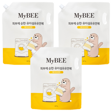 MyBEE 溫和親膚嬰兒衣物柔軟精 寶寶棉花香 補充包, 2.1L, 3個