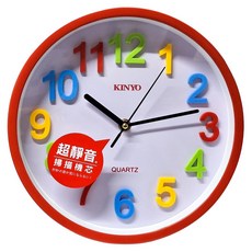 Kinyo CL128立體彩字靜音掛鐘 10吋, 彩色