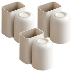 Reddot 紅點生活 日式止滑牙膏牙刷收納漱口杯, 3個, 淺綠色