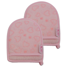 海洋泡泡愛心海綿美容巾, 粉色, 2個