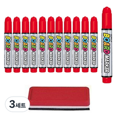 DONG-A 白板筆 12入 + 板擦組, 紅色, 3套