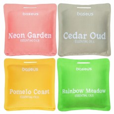 Baseus 倍思 瑪格麗特系列 車用香氛4件組, 1組, Rainbow Meadow + Cedar Oud + Pomelo Coast + Neon Garden