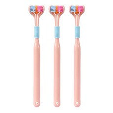 Open Space 優質三面牙刷 粉紅色, 3個, 1入