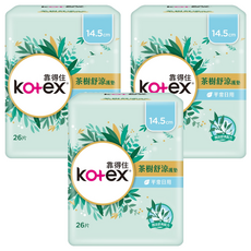 Kotex 靠得住 茶樹舒涼護墊, 14.5cm, 26片, 3包