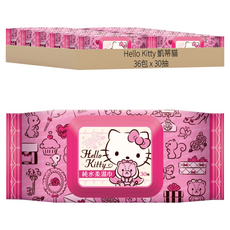Hello Kitty 凱蒂貓 超純水柔加蓋濕巾, 1入, 36包