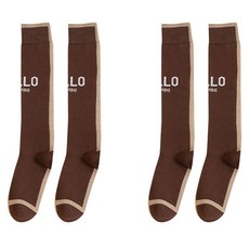 에델린 여성용 하이코튼 니삭스 양말 세트, 브라운, 2개