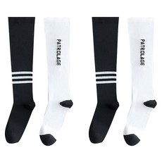 Edelin 獨特雙色拼接壓力運動長筒襪組, 白黑色, 2個