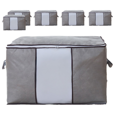 小麥購物 大容量棉被衣物收納袋 L2360 橫款, 6個, 灰色