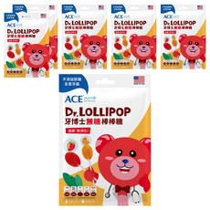 ACE SUPER KIDS 牙博士棒棒糖 8支 Set, 無人工色素、香料和防腐劑, 含膳食纖維, 美國進口, 草莓 + 柳橙, 60g, 6袋