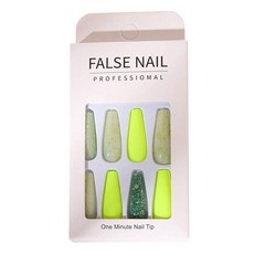 Hopi Nail Tip Sticker Long Patch 1 分鐘, 1套, 09熒光綠石