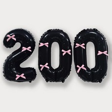 올리브파티 숫자 풍선 + 발레코어 리본 9p 기본 세트, 블랙(숫자풍선200), 핑크(리본), 1세트