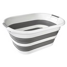 巧巧 摺疊收納籃, 1層, 灰色/白色