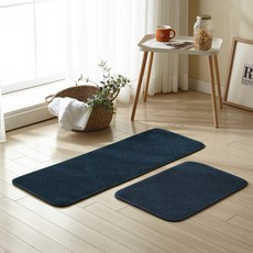 가온길카페트 투컬러믹스 마일드 주방매트 + 발매트 세트, 네이비