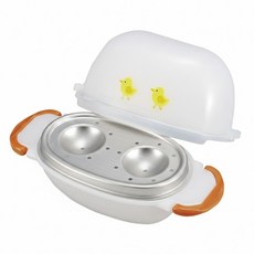 PEARL LIFE 珍珠金屬 微波煮蛋器 NEW RANGE PIYO 適用2顆蛋, 白色 + 橘色, 1個