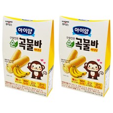 ILDONG 日東 Iyaam 穀物小捲心 7種混合穀物 無添加色素香料 無麩質 烘烤製作 HACCP認證 Set 8入, 香蕉口味, 40g, 2盒