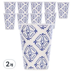 Blin 藍色陶瓷圖案一次性紙杯 8 盎司, 2盒