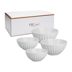 VBC CASA Incanto 條紋飯碗湯碗組 VBCS001B, 白色, 1套, 飯碗 2p + 湯碗 2p