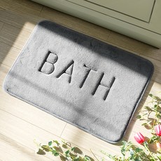Saenghwalgongsik 細緻絨毛刻字浴室腳踏墊, 灰色