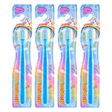 bebe D 幼兒用連巧克力也能刷乾淨的牙刷, 亮粉藍, 4個, 1入
